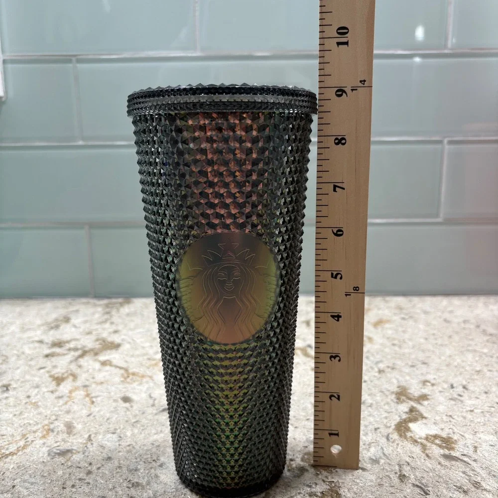 Starbucks Tumbler Black Studded Iridescent 24oz Reusable Cold Cup‎ NO STRAW
